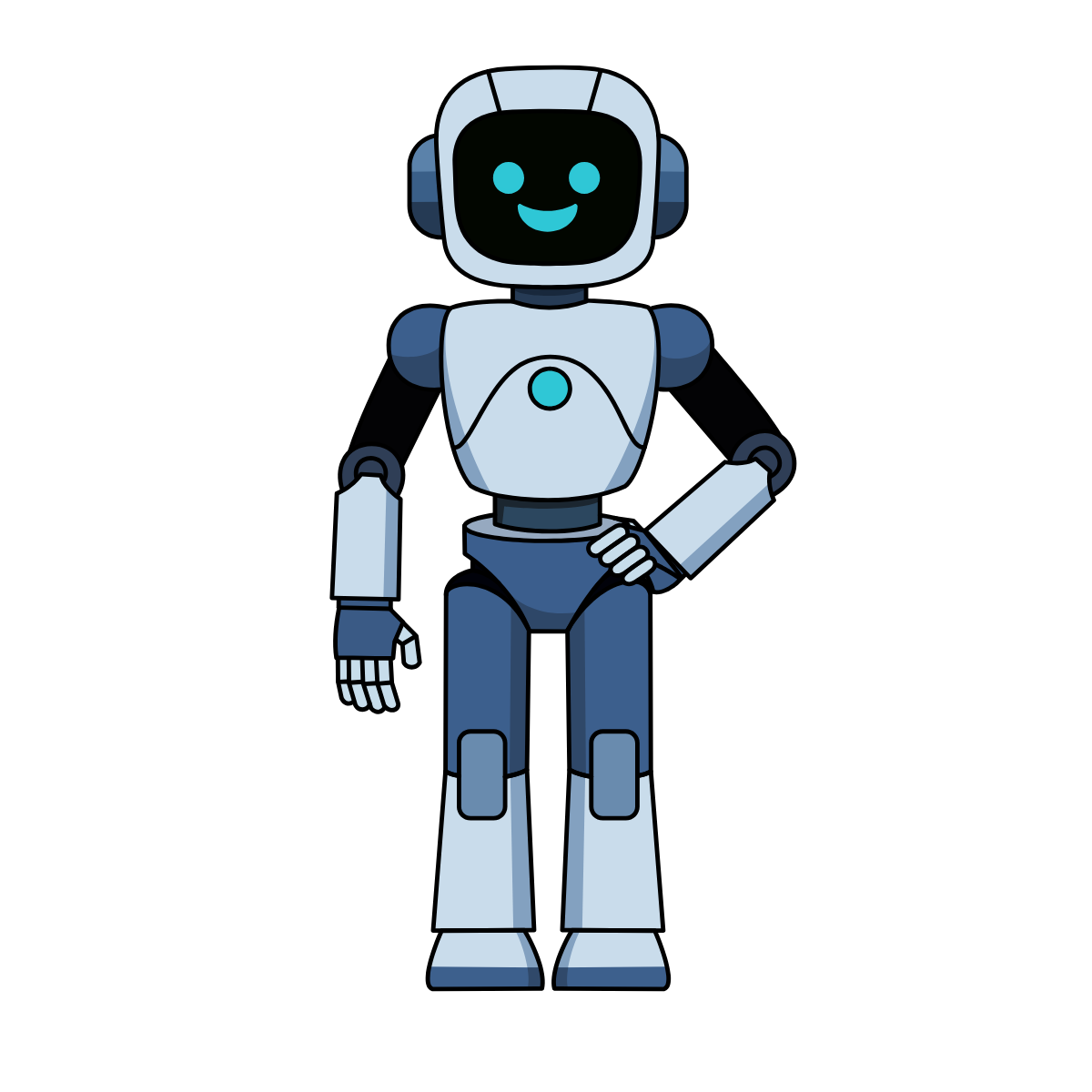 Grafik Humanoider Roboter stehend mit Arm in der Hüfte